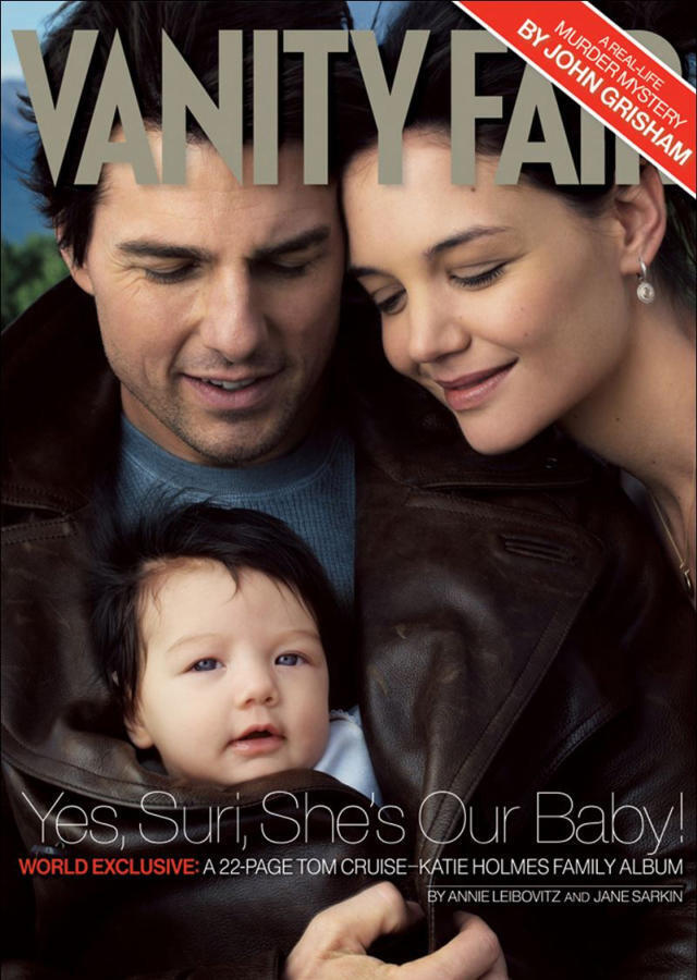 טום קרוז וקייטי הולמס עם בתם סורי, על שער מגזין Vanity Fair בשנת 2006