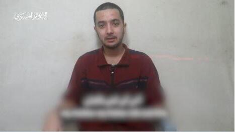 Hostage Hersh Goldberg-Polin in a video released by Hamas on Wednesday 