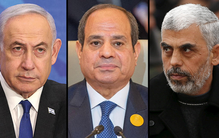  Benjamin Netanyahu, Abdel Fattah El-Sisi, Yahya Sinwar