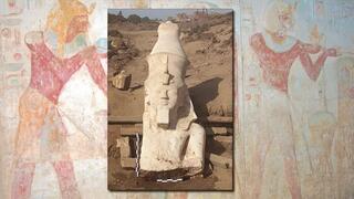 חלקו העליון של פסל בדמותו של רעמסס השני, שהתגלה בחפירות בעיר העתיקה הרמופוליס במצרים