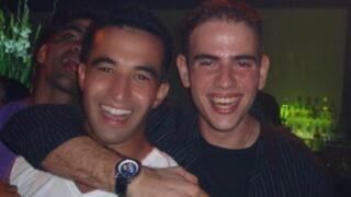 אהד כהן ואסף חממי (משמאל) בחתונה של אסף חממי בנמל תל אביב