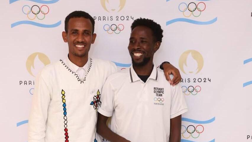 Tachlowini (Louis) Gabriyesos and Jamal Abdelmaji (Photo: Olympic Committee of Israel) תחלוויני (לואי) גבריסוס וג'מאל עבדלמג'יד