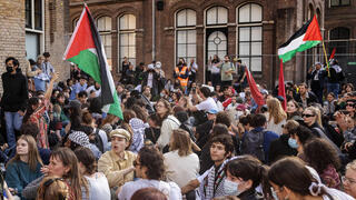 מחאה פרו פלסטינית אוניברסיטה אוניברסיטת אמסטרדם הולנד