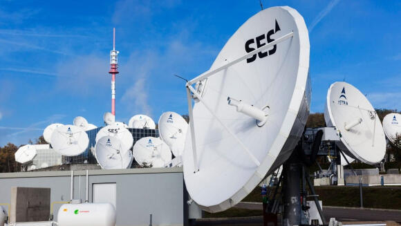 Now in control of over a hundred geostationary communication satellites. Satellite dishes of SES 