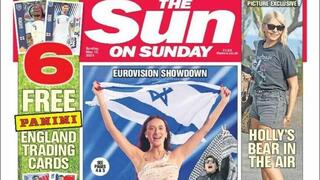 עדן גולן עם דגל ישראל על שער "הסאן"