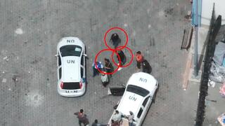 תיעוד מחבלים לצד רכבי או"ם - מבצעים ירי במתחם של הארגון אונר״א שברפיח