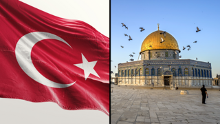 דגל טורקיה על רקע מסגד אל אקצא