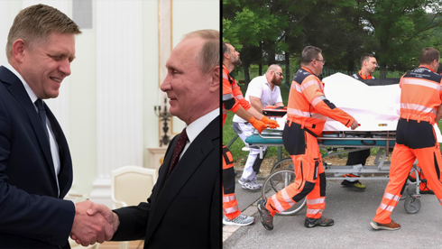 נשיא רוסיה ולדימיר פוטין עם ראש ממשלת סלובקיה רוברט פיצו