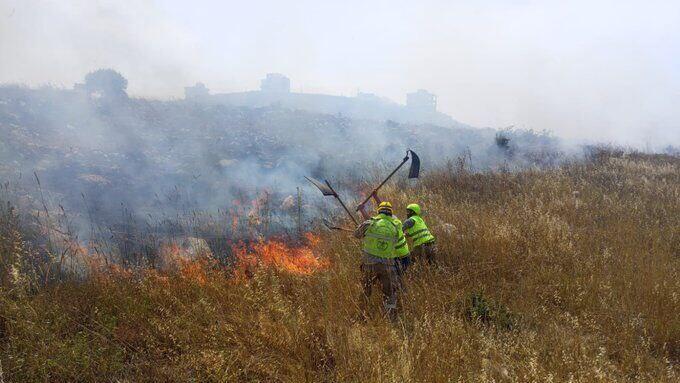 שריפה  באזור בית החולים מיס אל-ג'בל  בדרום לבנון