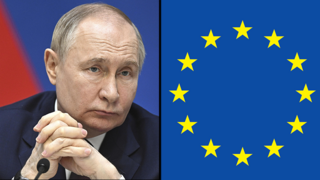 נשיא רוסיה פוטין בביקור ב אוזבקיסטן, הדגל האירופי