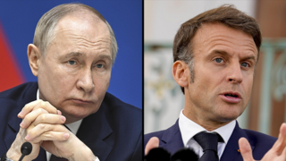 נשיא צרפת עמנואל מקרון  ו נשיא רוסיה פוטין בביקור ב אוזבקיסטן