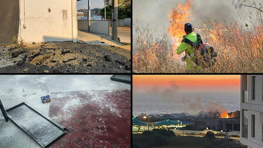 נפילות בקריית שמונה, שריפה ליד צומת קצביה, ממזרח לקצרין, הרס של בית שנפגע מטיל בעכו , שריפה בנהריה