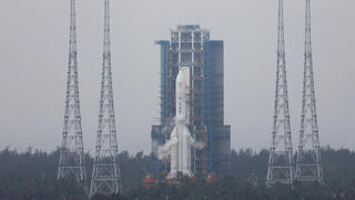 Chang'e 6 lunar probe and Long March-5 Y8 carrier rocket combination sit atop launch pad at Wenchang Space Launch Site in Hainan province, China, May 3, 2024 