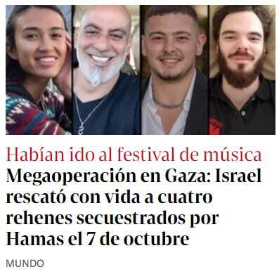 חילוץ 4 חטופים ישראלים מ רצועת עזה הסיקור בעולם