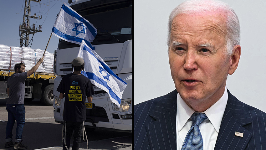 Settlers block humanitarian aid to Gaza, Joe Biden (Photo: Leo Correa / AP, Saul Loeb / AFP) ג'ו ביידן