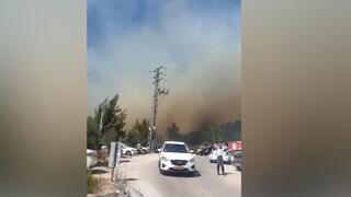 שריפת יער גדולה מתפתחת במחלף שורש לכיוון תל אביב