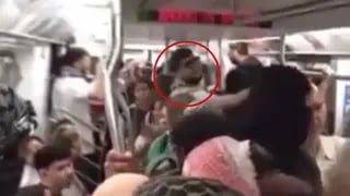 מפגינים פרו פלסטינים ברכבת התחתית בניו יורק 