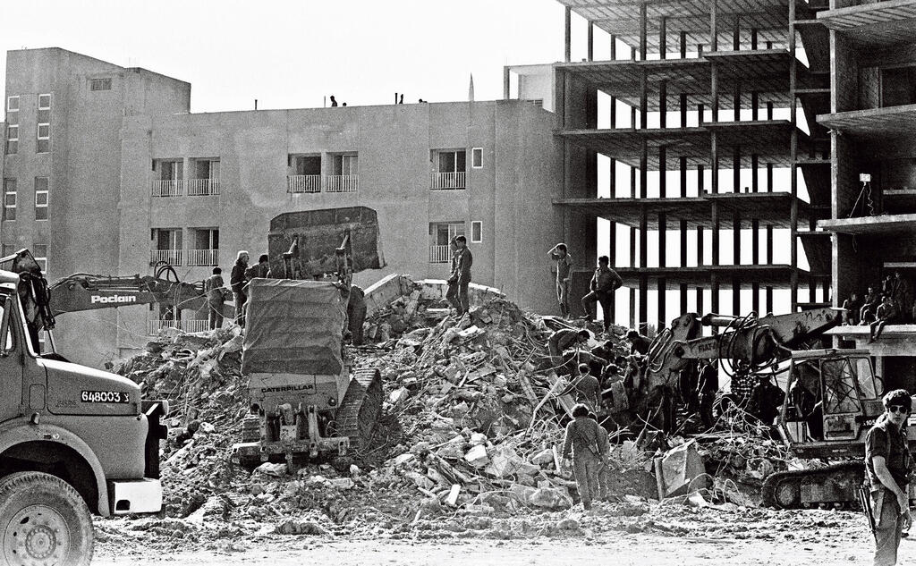Israeli military administration building in the southern Lebanese city of Tyre after 1982 suicide bombing attack