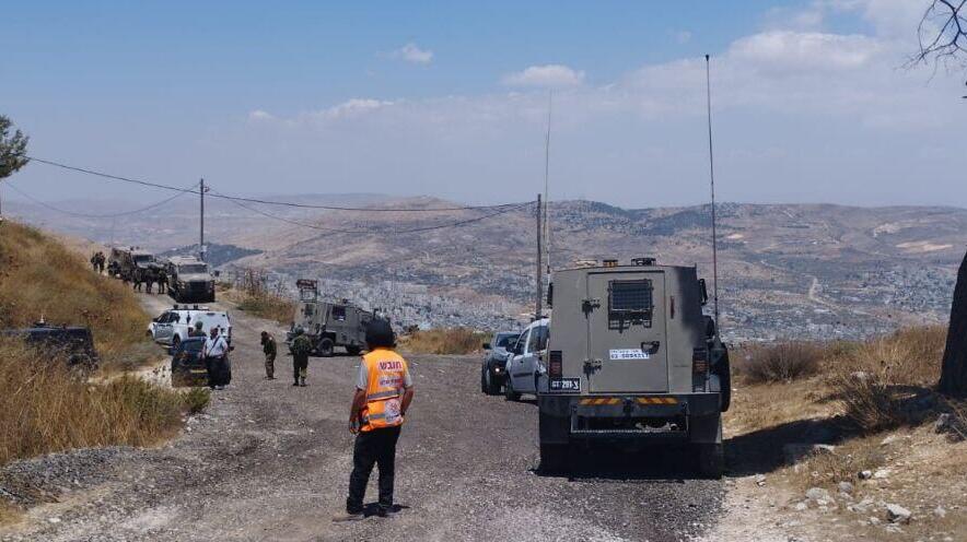 זירת האירוע ירי של חוליות מחבלים לעבר היישוב הרב ברכה שבשומרון