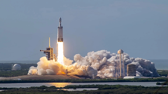 A tenth successful launch for Falcon Heavy, this time with a large weather satellite. Launch from the space center in Florida 