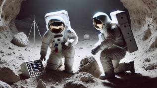 אסטרונאוטים במערה על הירח