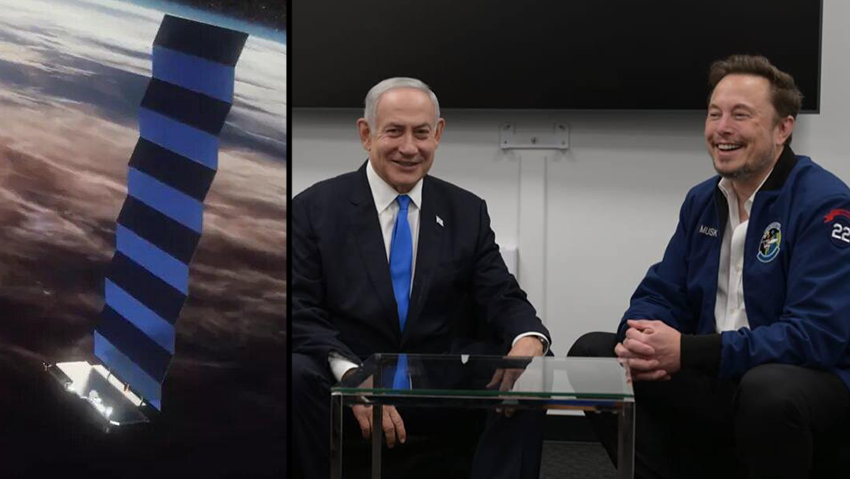  בנימין נתניהו, אילון מאסק, אילוסטרציה של  לוויין סטרלינק