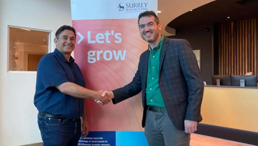 Aiming to penetrate the European market with support from the UK government. Shabtai (left) with Tobias Marchant, Director of Collaborations at the British space corporation Space South Central 