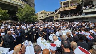 הלוויית הילדים שנרצחו במתקפת חיזבאללה במגרש הספורט שבמג'דל שמס