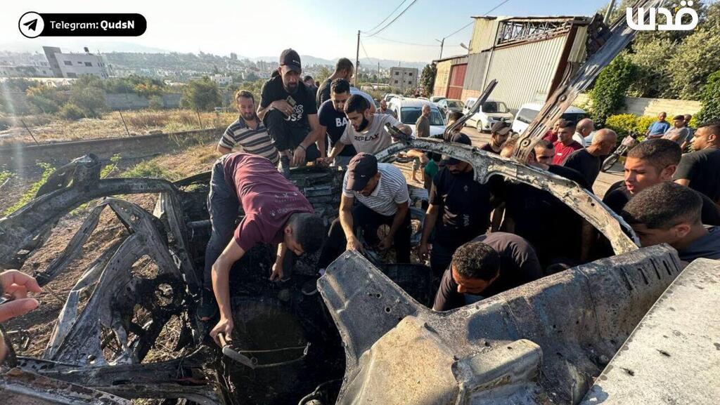 רכבו השרוף של היית'ם בלידי, מראשי גדודי אלקסאם בטול כרם שחוסל