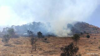 שריפה בצומת כוח כתוצאה ממטחי ירי מלבנון