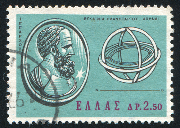 Some of his observations were remarkably accurate. Hipparchus’ image commemorated on a Greek postal stamp from the 1960’s 