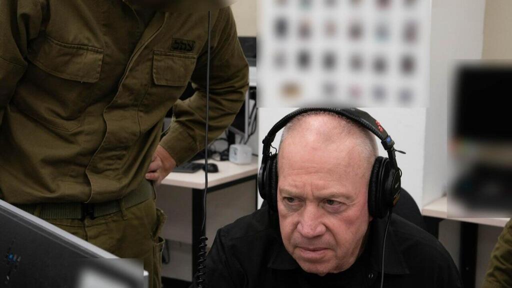 יואב גלנט בסקירה שמקבל בבסיס המודיעין שבצפון