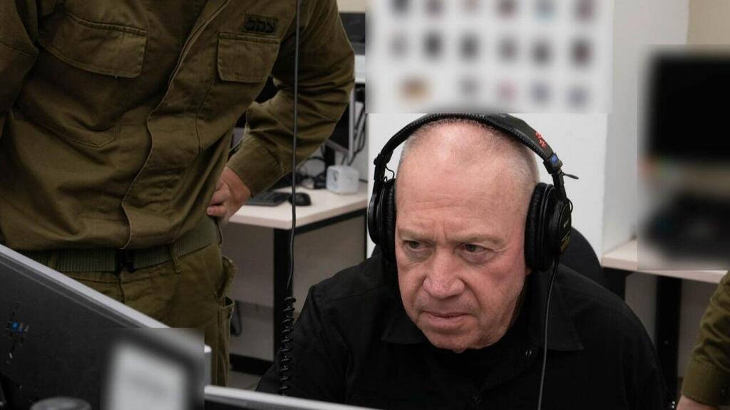 יואב גלנט בסקירה שמקבל בבסיס המודיעין שבצפון