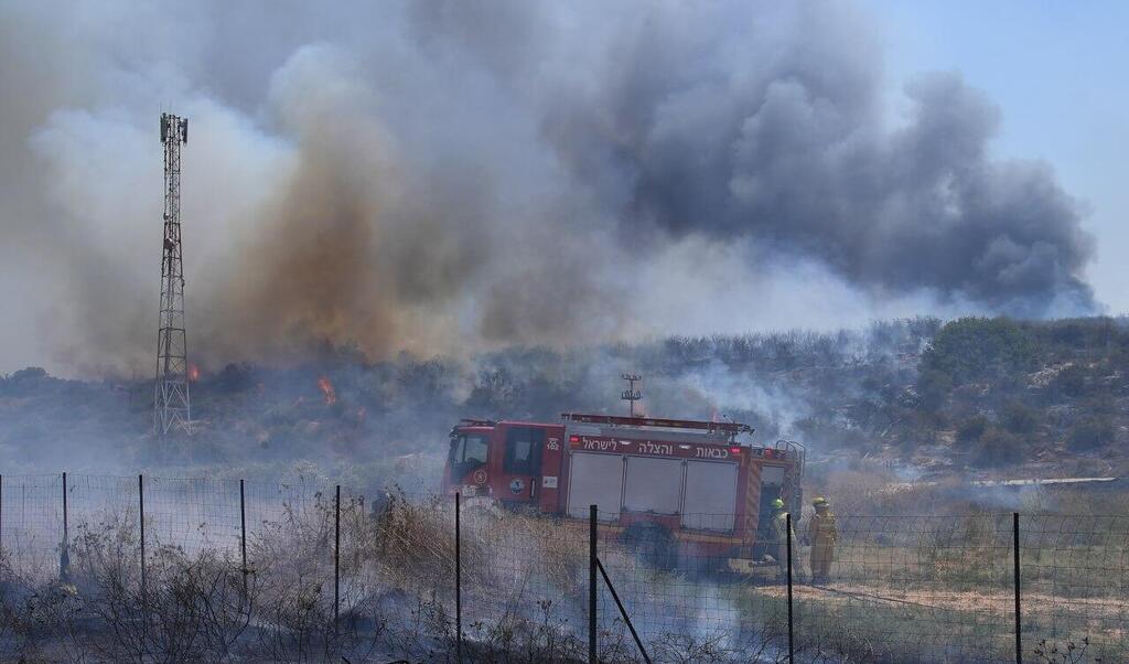 שריפה באזור קיבוץ איילת השחר לאחר המטח