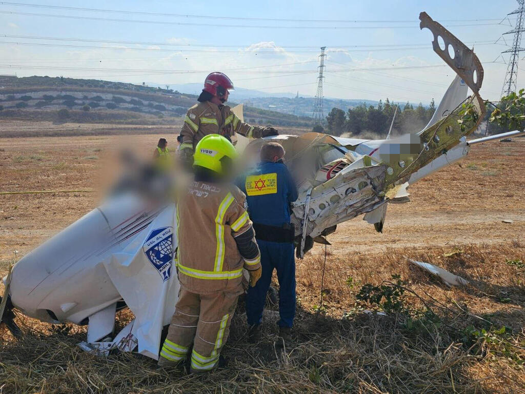 זירת התרסקות המטוס הקל בכפר גליקסון