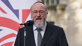 Chief Rabbi Sir Ephraim Mirvis speaking during a vigil outside Downing Street, central London, for victims and hostages of Hamas attacks