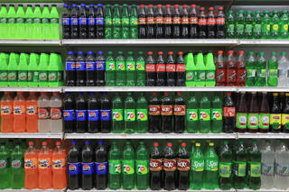 Soft drinks on display at a shopping mall in Karachi, Pakistan