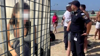 תיעוד: חול מושלך לעבר איתמר בן גביר בחוף הים בתל אביב