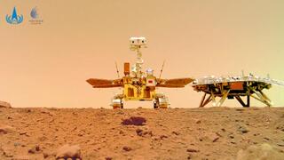  The main mission will be to search for evidence of past life on Mars. China’s first Mars rover, Zhurong, next to its lander 