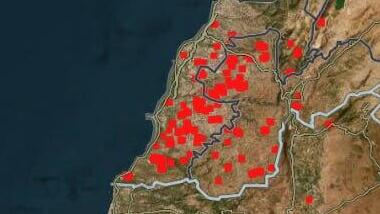 השריפות בדרום לבנון במפה של נאס"א