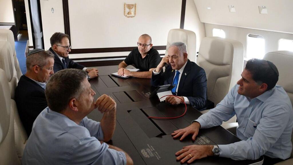  ראש הממשלה בנימין נתניהו במטוס כנף ציון בדרכו לנאום בעצרת הביטחון של האו"ם 