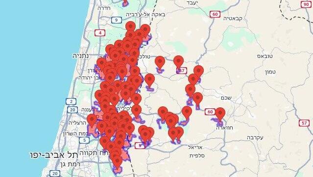 מפת אזעקות במרכז