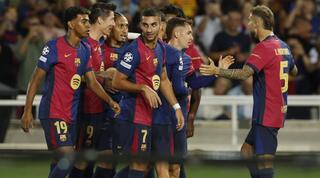 שחקני ברצלונה מאושרים