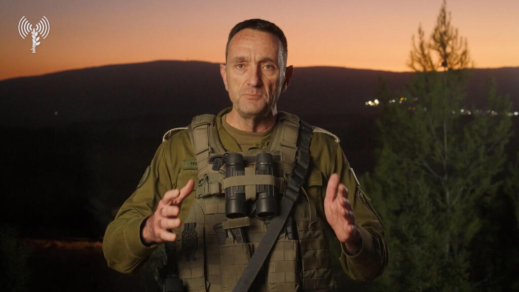 הרמטכ״ל, רב-אלוף הרצי הלוי בהערכת מצב בקדמיות של אוגדת 98 ו-36, הפועלות כעת בדרום לבנון.