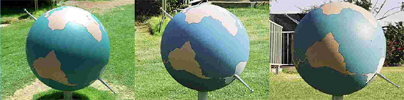 Equinoxes and solstices on the Rishpon Globe. From left to right: summer solstice, vernal and autumnal equinoxes, winter solstice (Photo: Dr. Moshe Rishpon) Equinoxes and solstices on the Rishpon Globe. From left to right: summer solstice, vernal and autumnal equinoxes, winter solstice