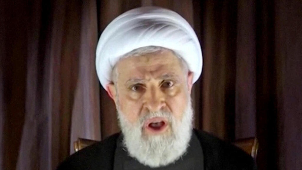 Hezbollah Deputy Secretary-General Naim Qassem (Photo: ReutersTV/Al Manar TV /REUTERS) שייח' נעים קאסם