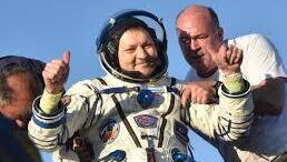Oleg Kononenko exits the Soyuz spacecraft after landing in Kazakhstan  