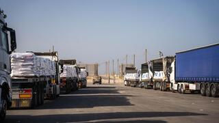  תיעוד מהעברת הסיוע ההומניטרי לצפון הרצועה דרך מעבר 'ארז מערב