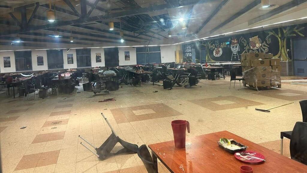 זירת פגיעת הכטב"ם בחדר האוכל בבא"ח גולני