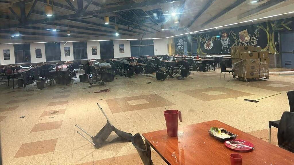 זירת פגיעת הכטב"ם בחדר האוכל בבא"ח גולני